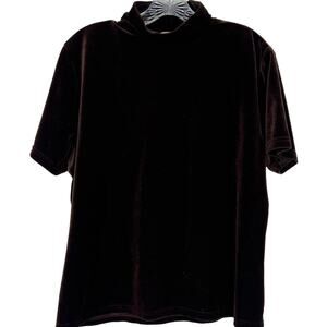 Christie & Jill Vintage Chocolate Dark Brown Velvet Blouse Made in Korea Size L